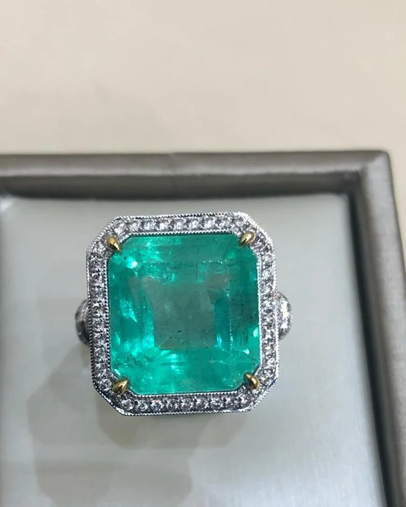 Rare 30 ct Natural Colombian Emerald Ring by Germani