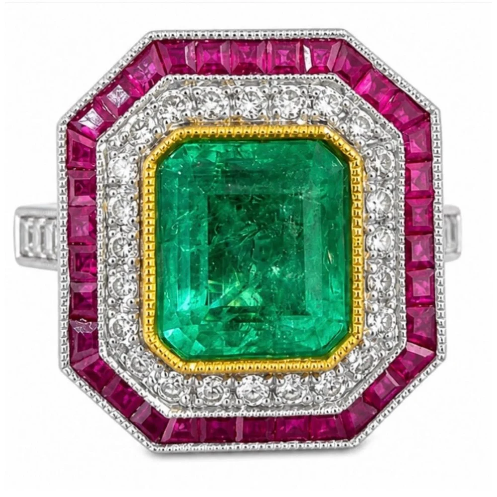 Combination Emerald and Ruby Ring by Germani