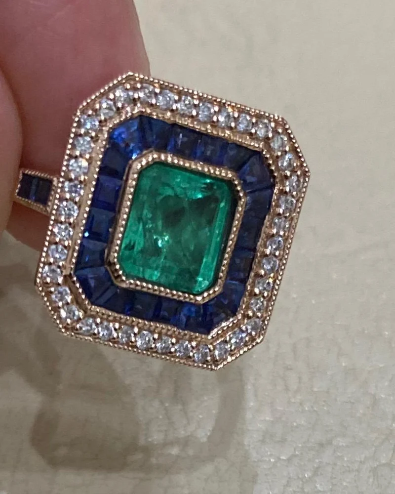 Combination Emerald and Sapphire Ring by Germani