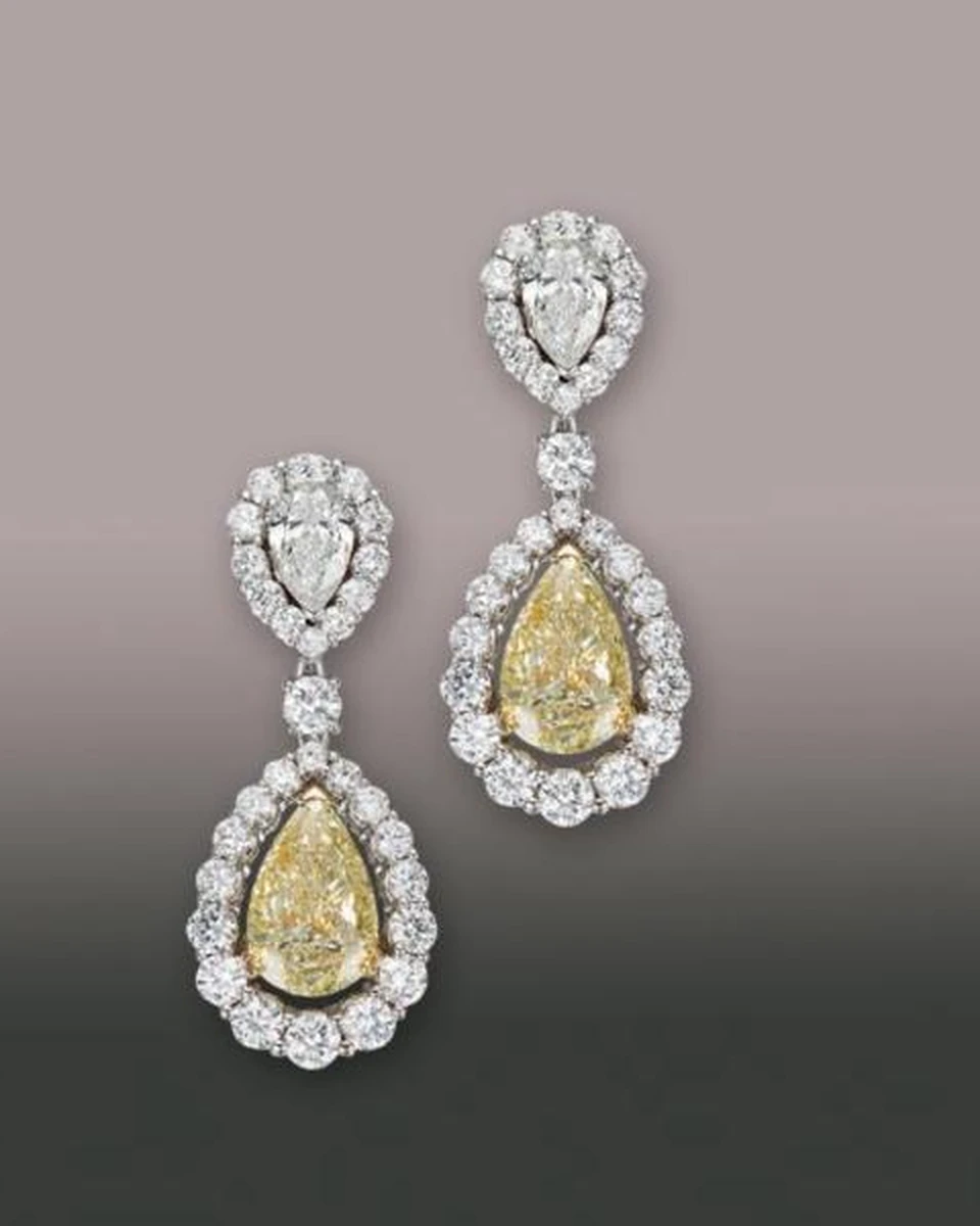 Natural Fancy Colour Yellow Diamonds Classical Earrings by Germani