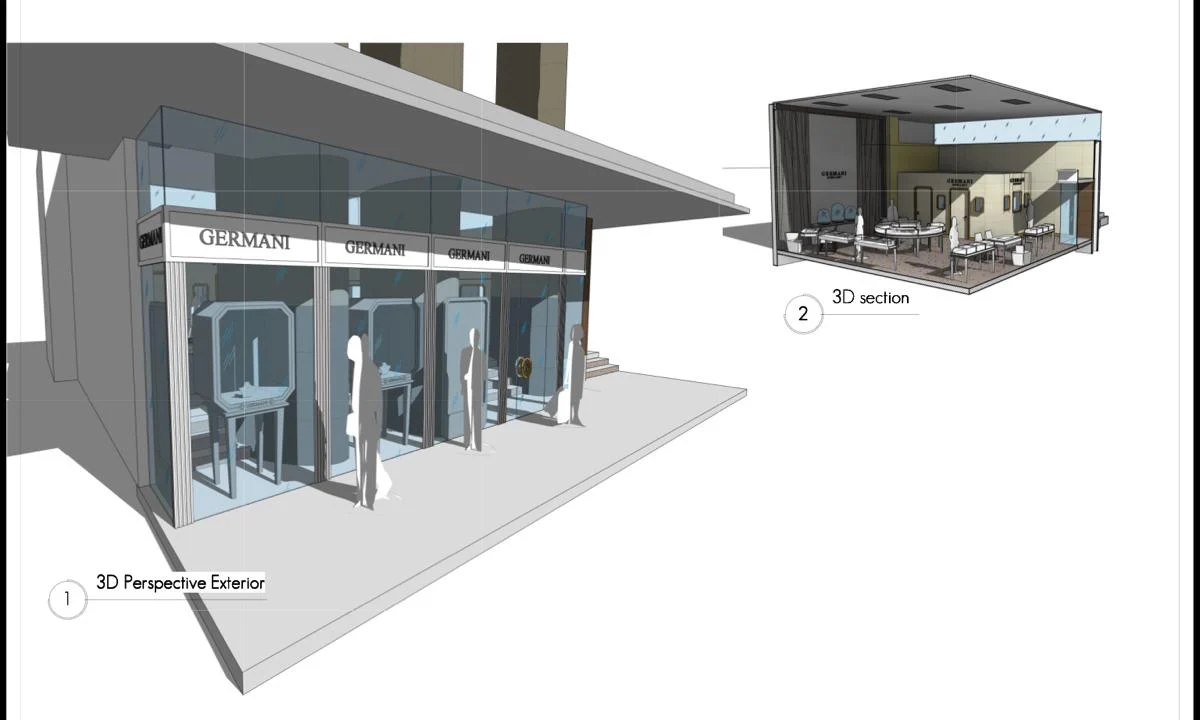3D design drawings of the Germani store on George Street, Sydney