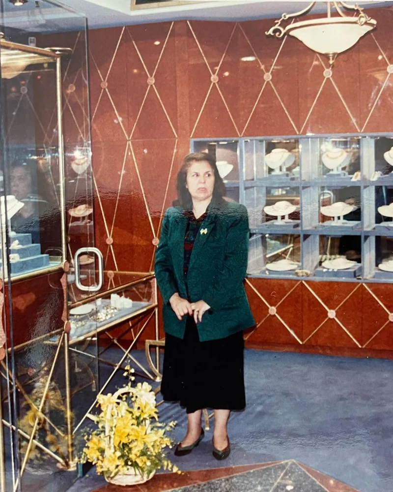 The late Mrs Samira Germani at the Germani store at Skygarden, Sydney, in 1987