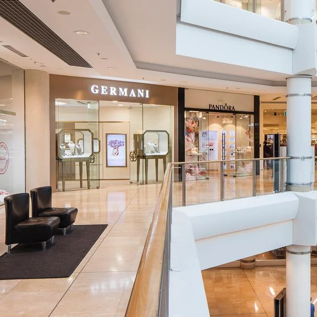 The Germani store in a shopping centre, seen across the atrium