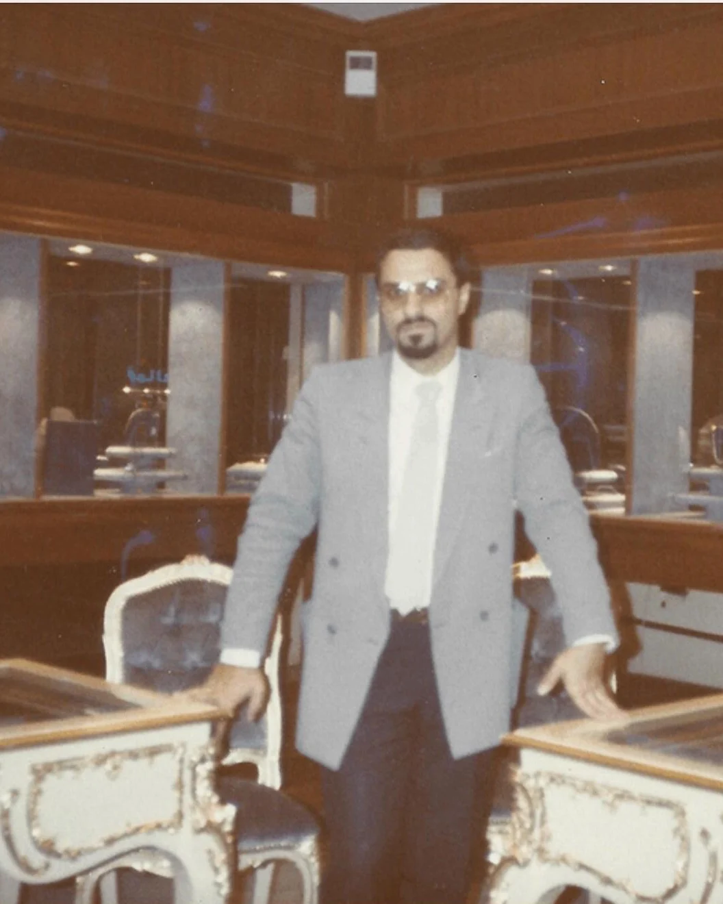 Michel Germani in a jewellery showroom in Saudi Arabia at the start of his career