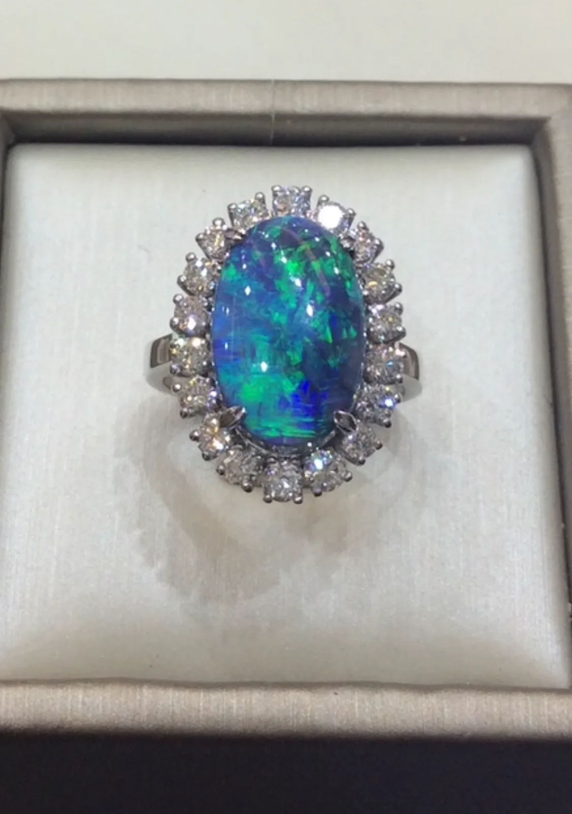 Black Opal Halo Ring by Germani