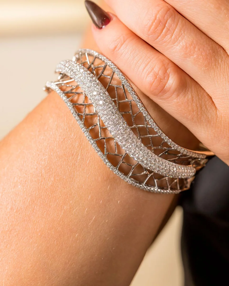 Openwork Diamond Bangle by Germani