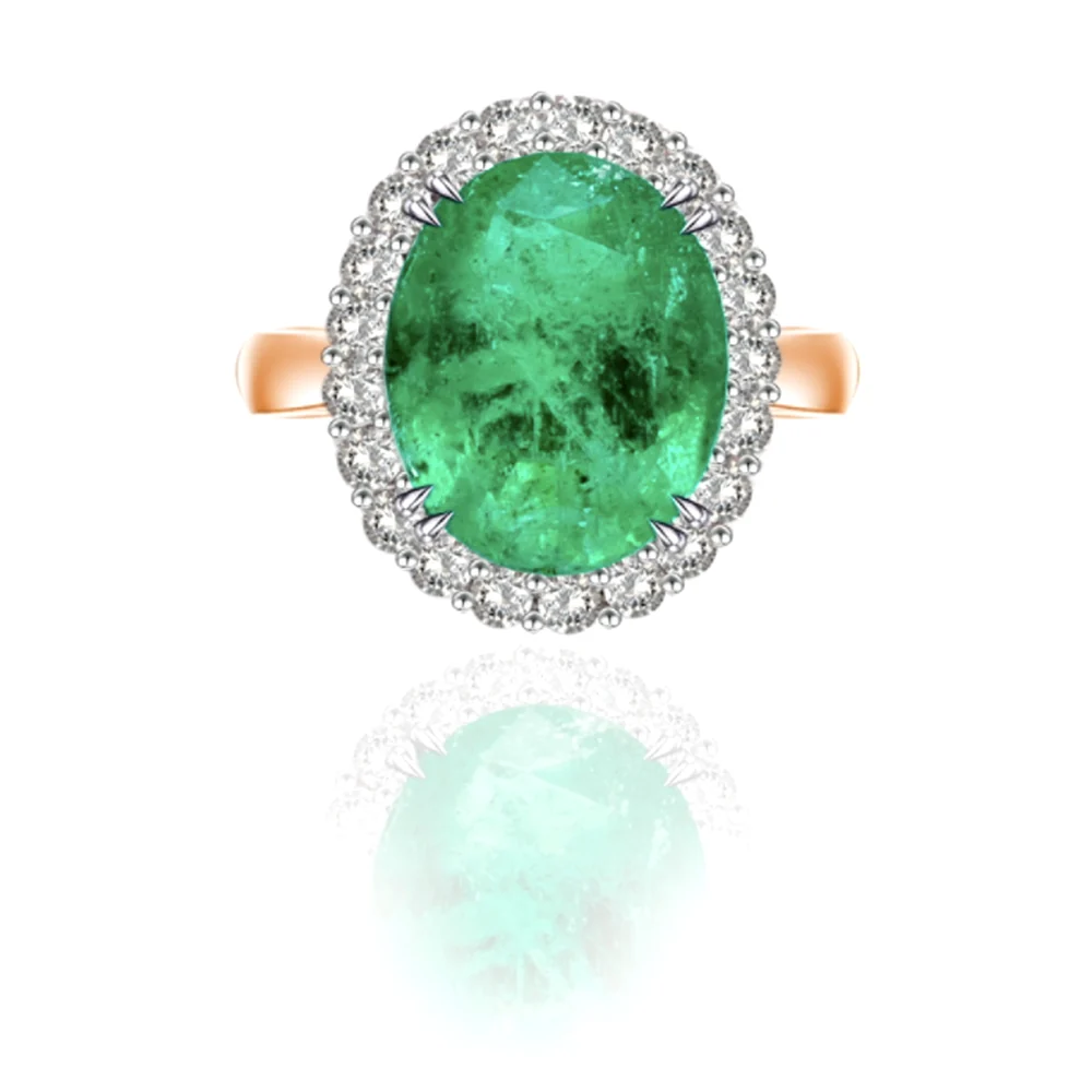 Oval Emerald Halo Ring by Germani
