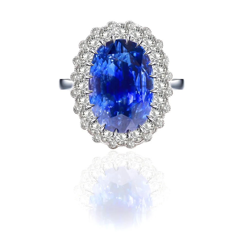 Oval Sapphire Halo Ring by Germani