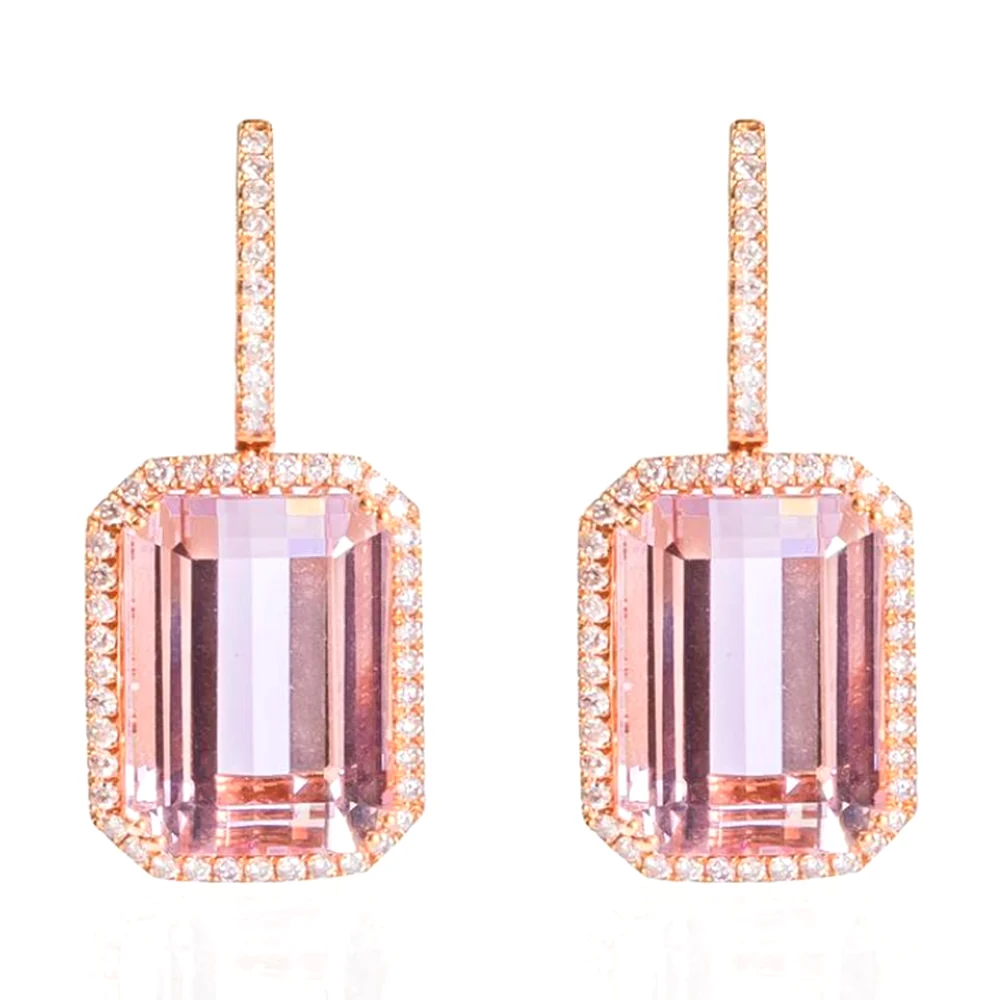 Pink Gemstone Drop Earrings by Germani