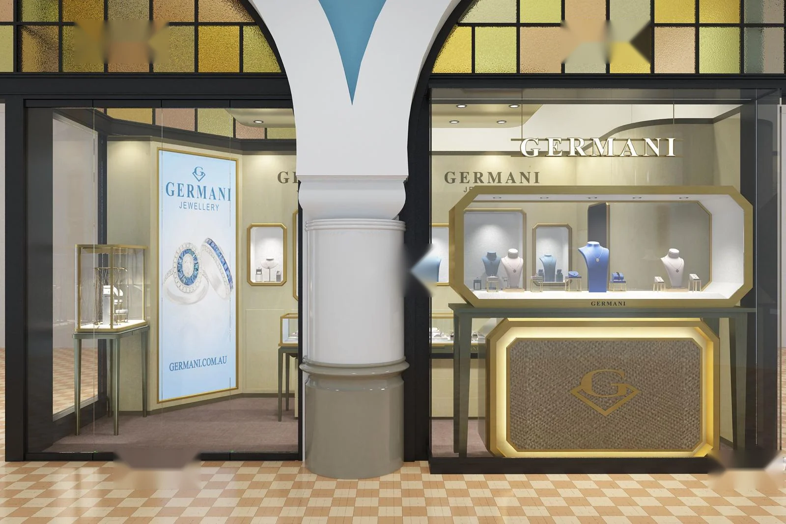 Design render of the Germani store at the Queen Victoria Building