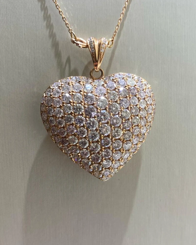 Rose Colour Diamond Heart Shape Pendant by Germani