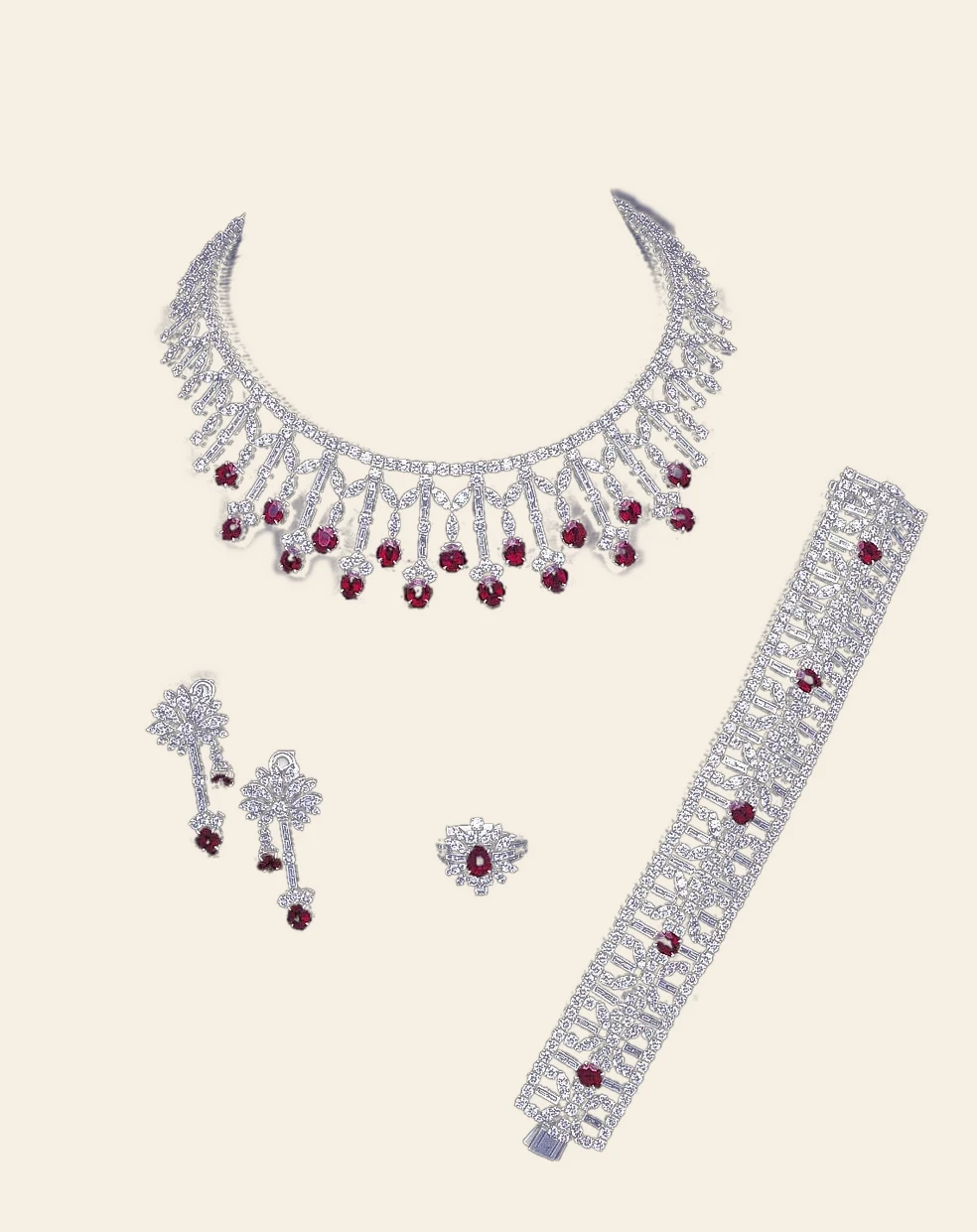 Ruby Parure Commissioned by a Saudi Princess by Germani
