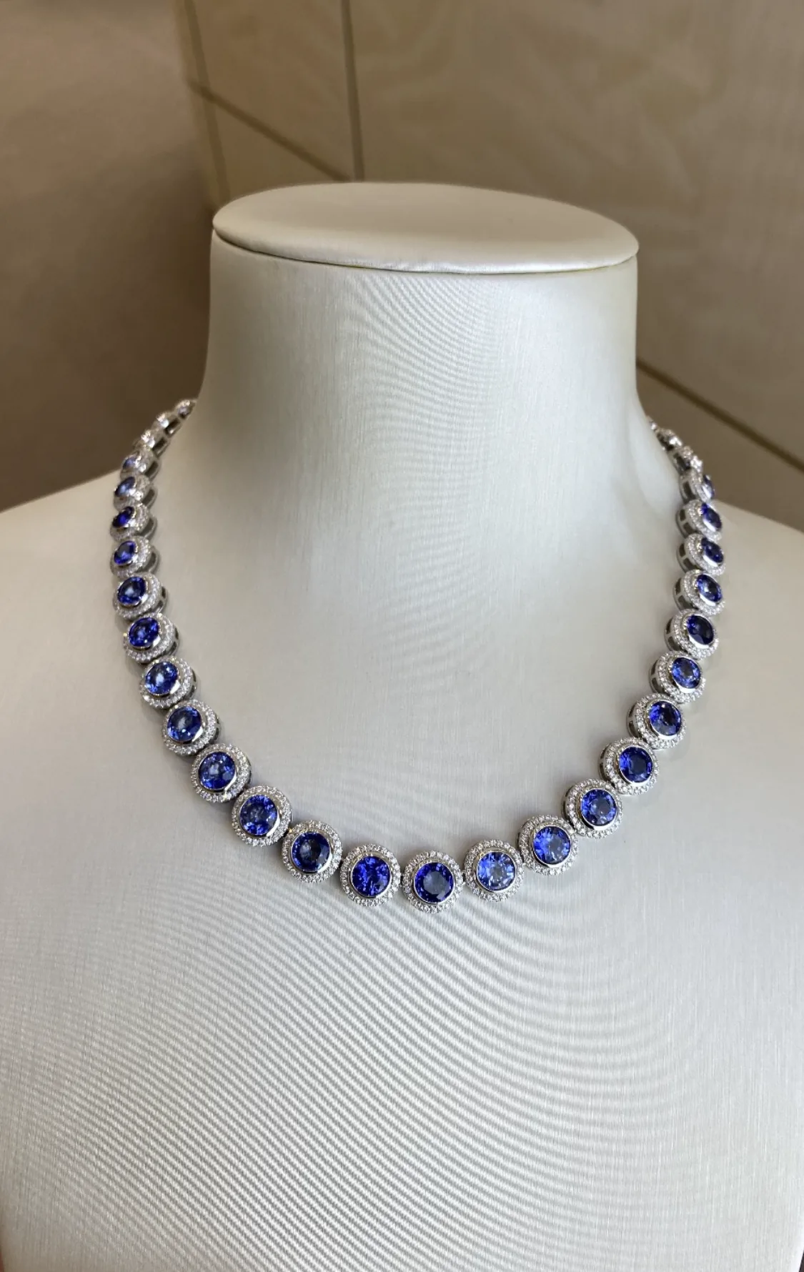 Ceylon Cornflower Blue Sapphire Rivière by Germani
