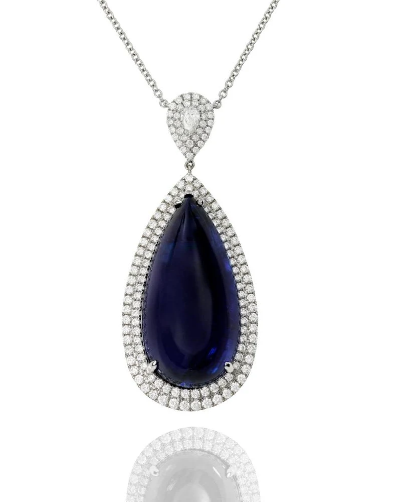 Germani cabochon tanzanite and diamond pendant
