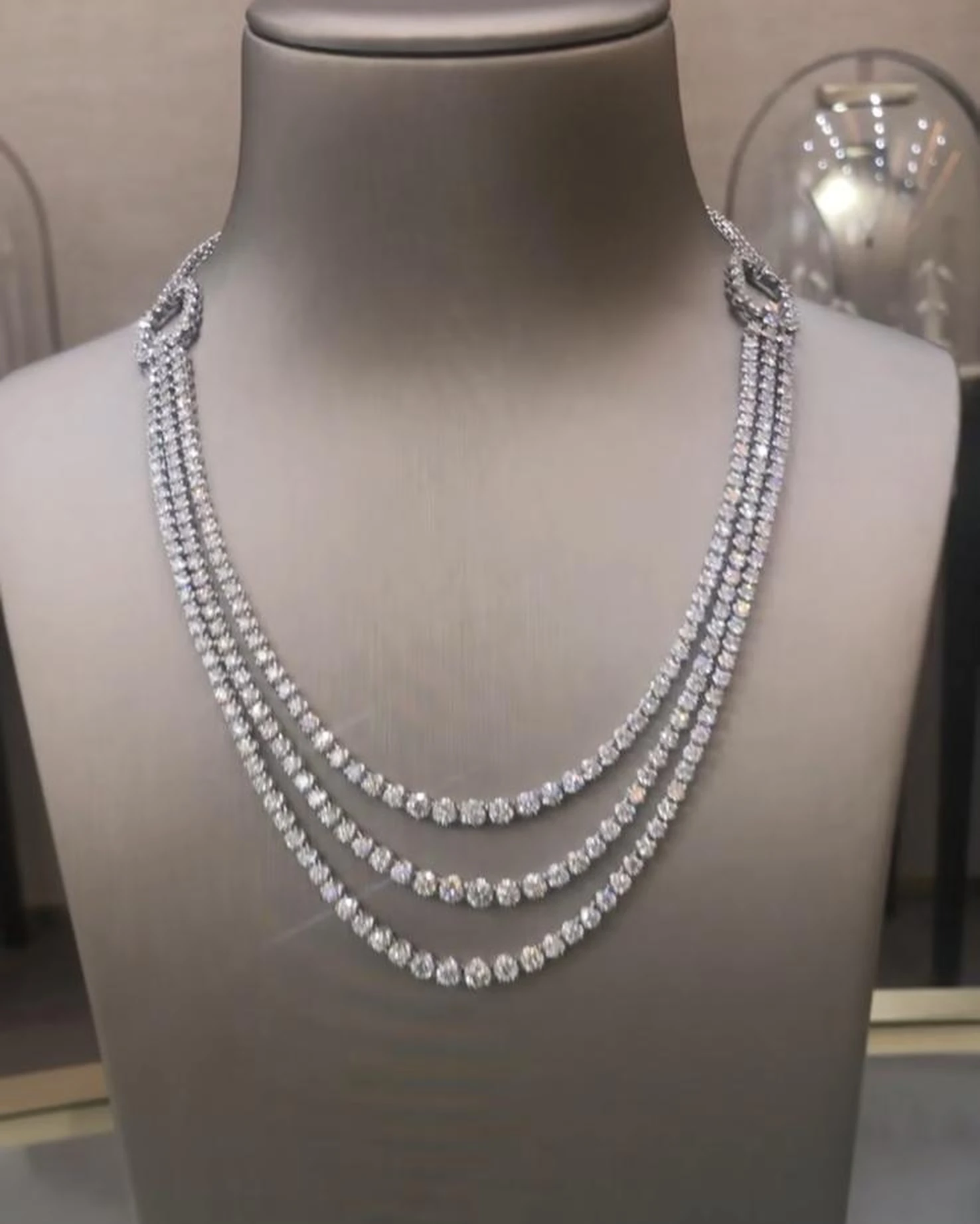 Triple Diamonds Tennis Necklace by Germani